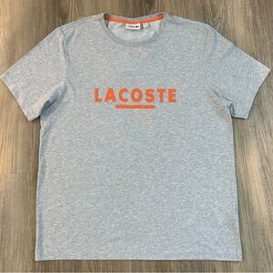 NEW! Lacoste Sport Heather Gray Tee with Orange Crocodile Logo-Men’s 3xl